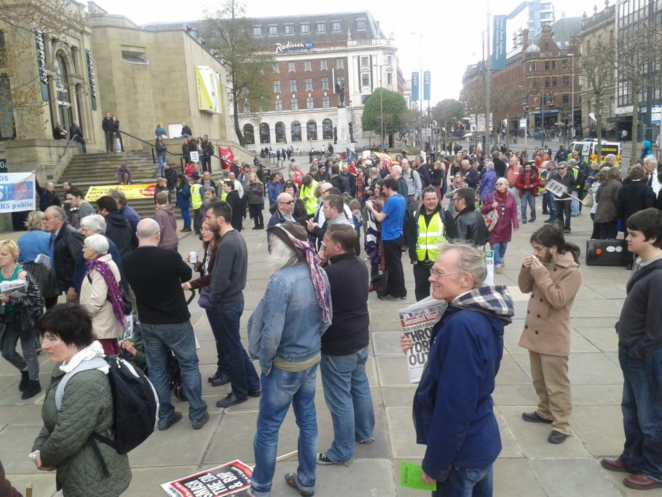 The crowd gather for Leeds May Day